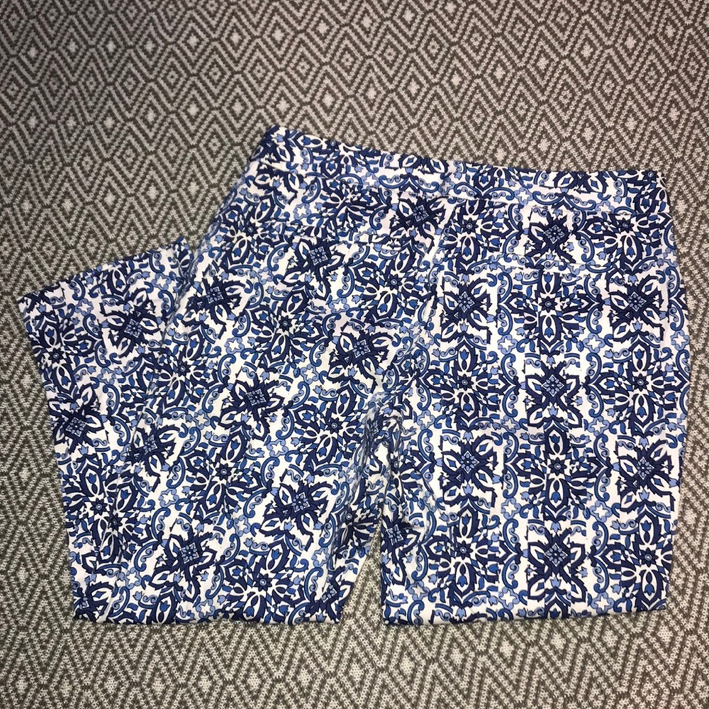 Milly For Design Nation Kaleidoscope Blue Capri Crop Pant Trouser Relaxed Fit - Picture 6 of 8